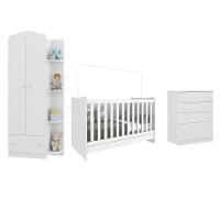Quarto Infantil Completo Berço 4x1 C/ Colchão/guarda-roupa/cômoda Multimóveis João E Maria Fg3032 Bc - 1