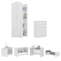 Quarto Infantil Completo Berço 4x1 C/ Colchão/guarda-roupa/cômoda Multimóveis João E Maria Fg3032 Bc - 2