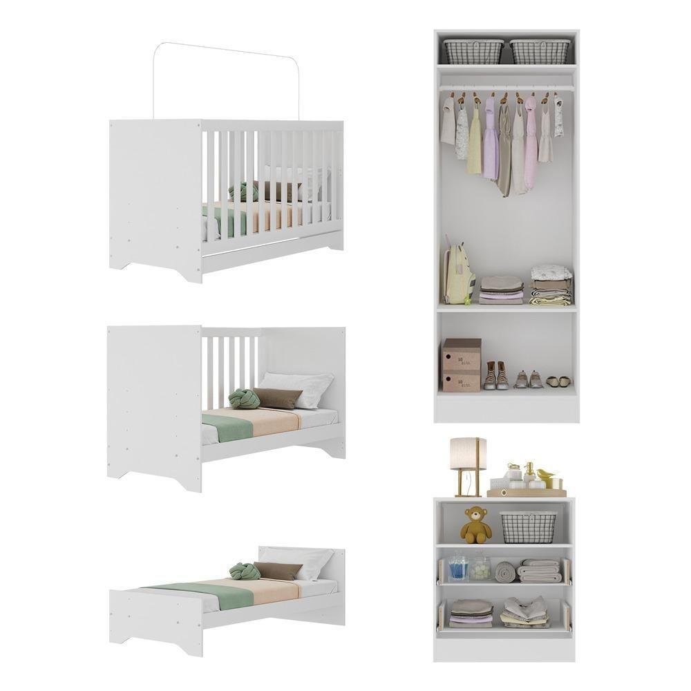 Quarto Infantil Completo Com Colchão Incluso Encanto Multimóveis Branco - 3