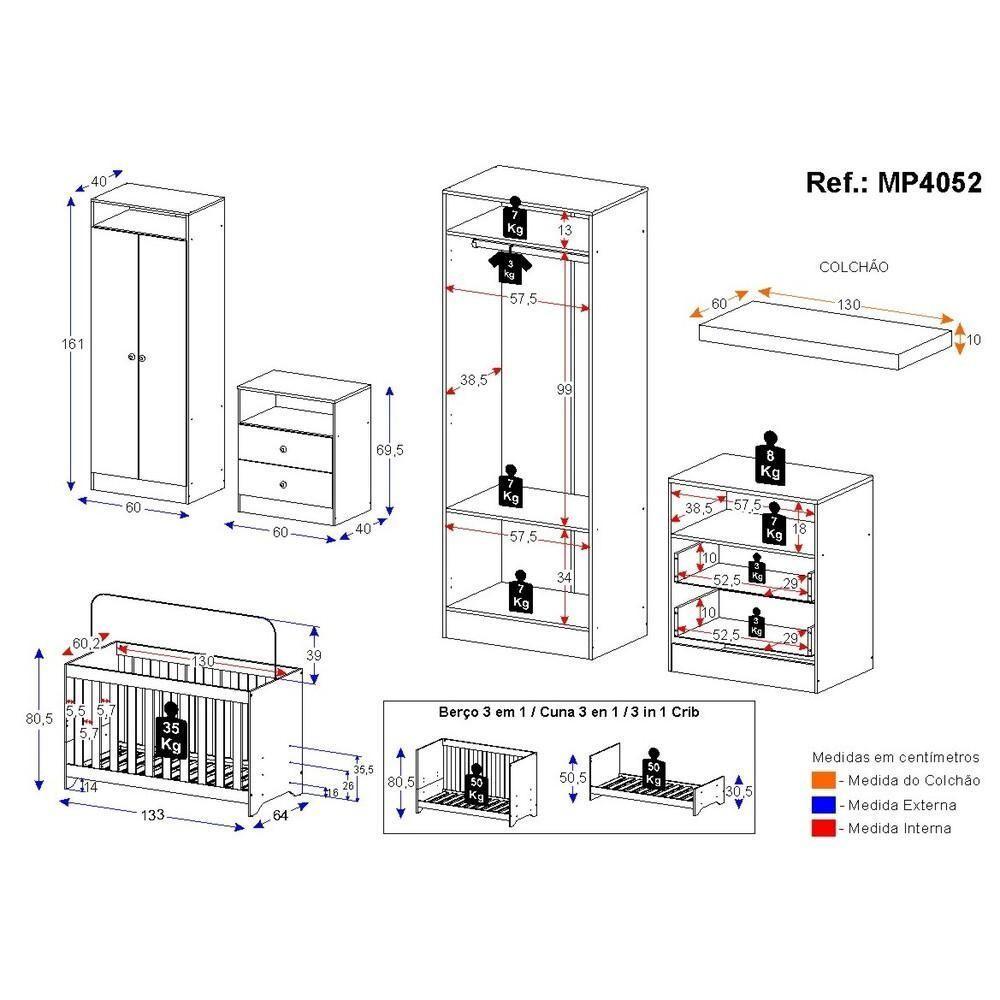 Quarto Infantil Completo Com Colchão Incluso Encanto Multimóveis Branco - 4
