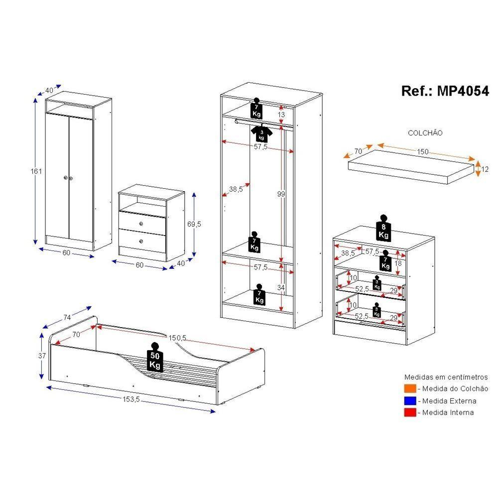 Quarto Infantil Completo Com Colchão Incluso Liz Multimóveis Branco - 4