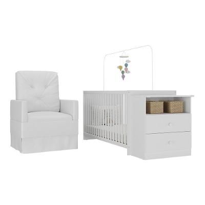 Kit Berço Cômoda Mp4096 2 Gavetas MDP 166cm Branco Multimóveis