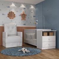 Berço Cômoda Com Colchão Incluso E Poltrona De Amamentação Meu Bebê Multimóveis Mp4096 Branco Branco - 5