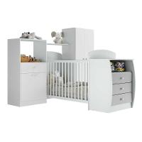 Quarto Infantil Com Berço-cômoda E Colchão Incluso Laura Multimóveis Branco/cinza - 1