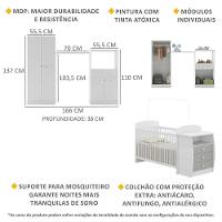 Quarto Infantil Com Berço-cômoda E Colchão Incluso Laura Multimóveis Branco/cinza - 5