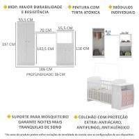 Quarto Infantil Com Berço-cômoda E Colchão Incluso Laura Multimóveis Branco/rosa - 5