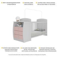 Berço Cômoda Com Colchão Incluso Colinho De Mãe Multimóveis Branco/rosa - 5