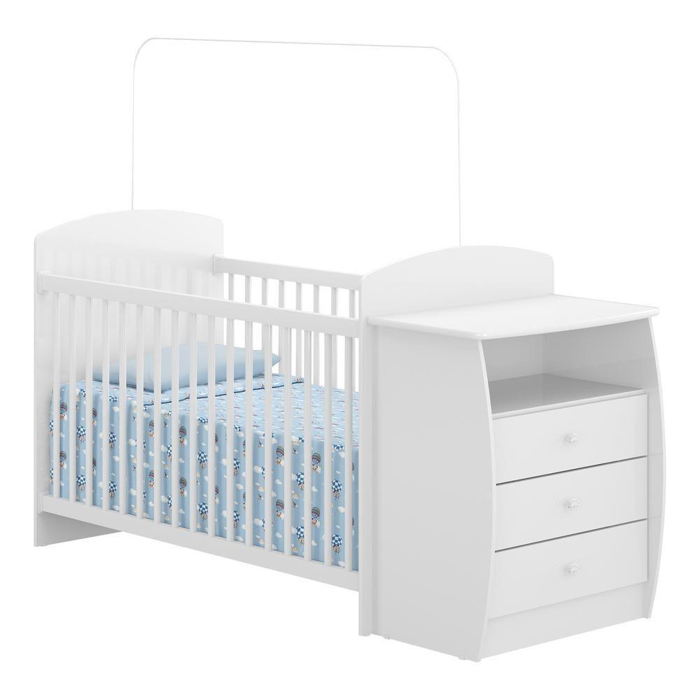 Berço Cômoda Com Colchão Incluso Colinho De Mãe Multimóveis Fg2951 Branco - 1