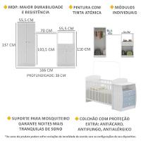 Quarto Infantil Com Berço-cômoda E Colchão Incluso Laura Multimóveis Branco/azul - 2