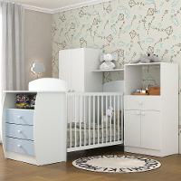 Quarto Infantil Com Berço-cômoda E Colchão Incluso Laura Multimóveis Branco/azul - 6