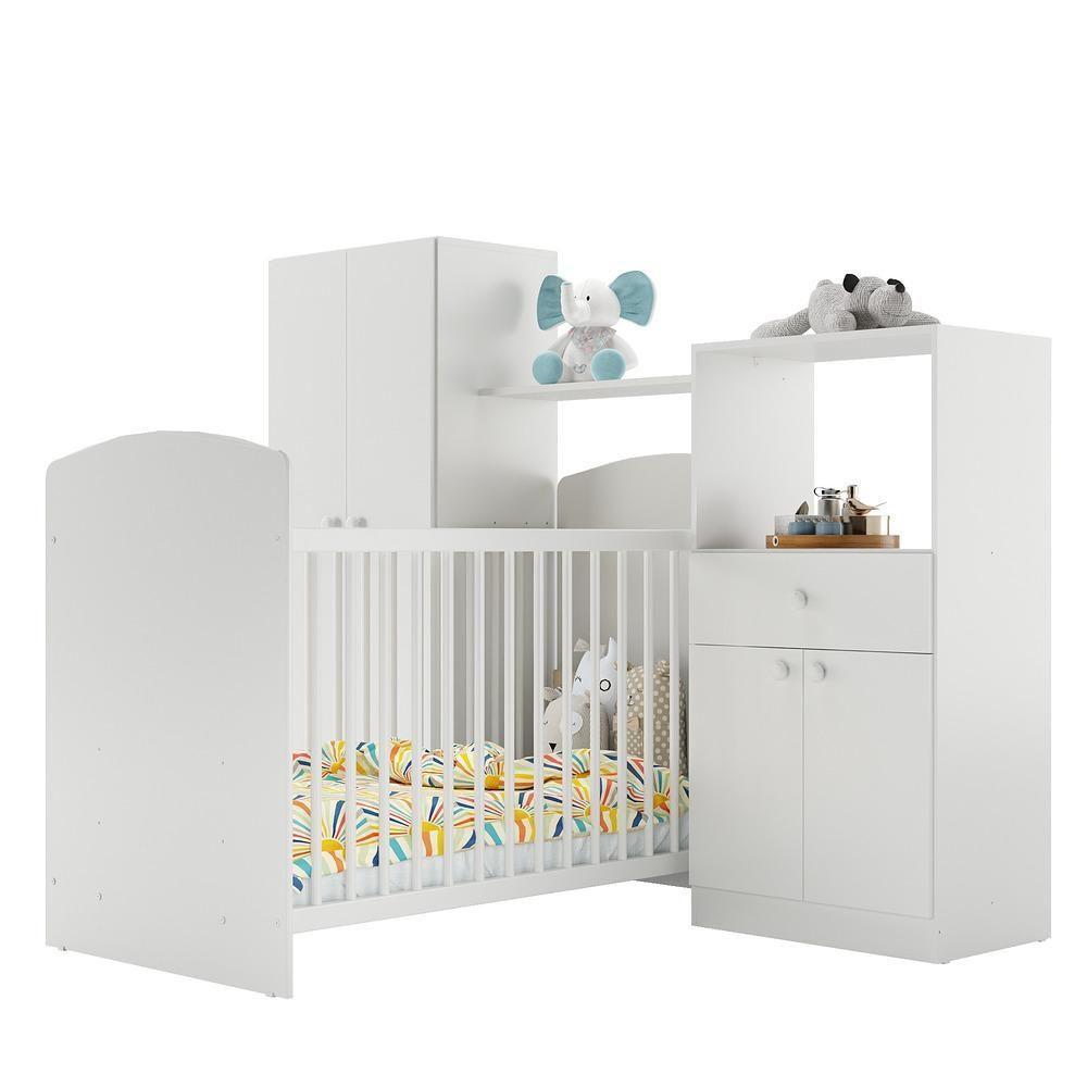 Quarto Infantil Com Colchão Incluso Meu Bebê Multimóveis Branco - 1