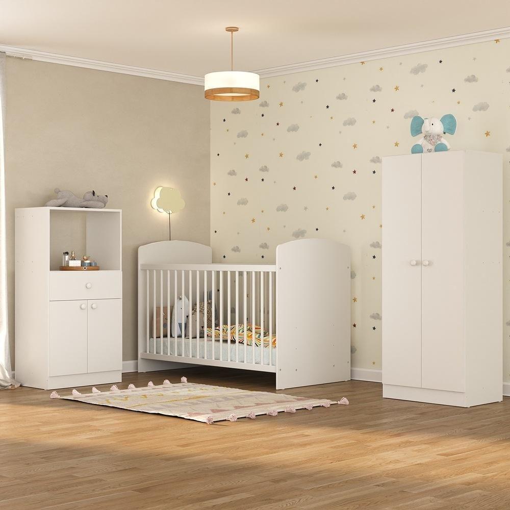 Quarto Infantil Com Colchão Incluso Meu Bebê Multimóveis Branco - 4