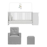 Berço Cômoda Com Poltrona De Amamentação E Puff Meu Bebê Multimóveis Mp4078 Branco/cinza Branco/cinza - 2