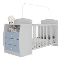 Berço Cômoda Com Colchão Incluso Colinho De Mãe Multimóveis Branco/azul - 1