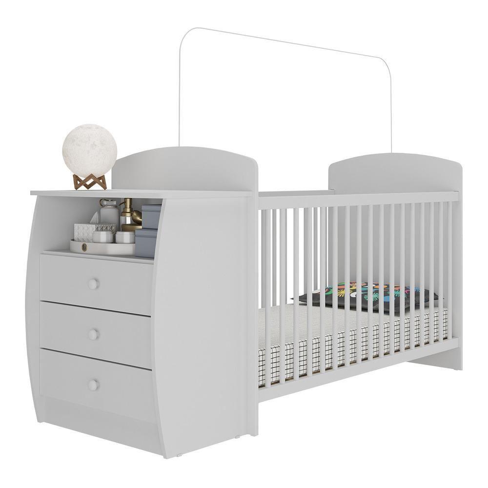 Berço Cômoda Com Colchão Incluso Colinho De Mãe Multimóveis Branco - 1