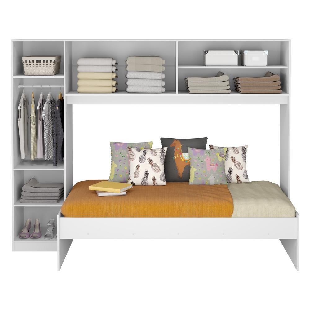 Cama Solteiro Com Colchão Incluso E Guarda-roupas/roupeiro Multimóveis Branca - 3