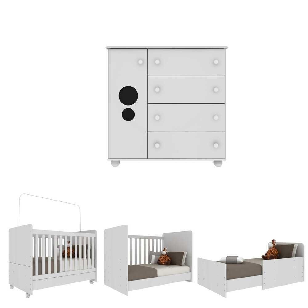 Quarto Infantil Berço Com Colchão Incluso E Cômoda Multimóveis Pimpolho Fg3570 Branco - 2