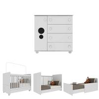 Quarto Infantil Berço Com Colchão Incluso E Cômoda Pimpolho Multimóveis Branco - 2