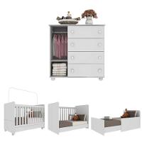 Quarto Infantil Berço Com Colchão Incluso E Cômoda Pimpolho Multimóveis Branco - 3