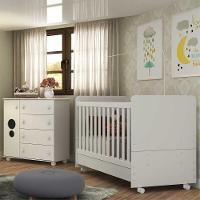 Quarto Infantil Berço Com Colchão Incluso E Cômoda Pimpolho Multimóveis Branco - 6