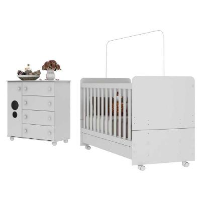 Conjunto de Quarto Infantil Pimpolho com 1 Porta e 4 Gavetas MDP MDF 95cm Branco Multimóveis