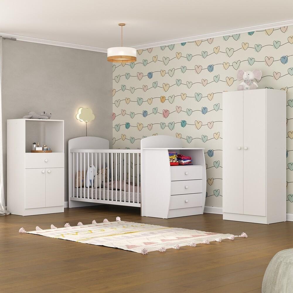 Quarto Infantil Com Berço-cômoda E Colchão Incluso Laura Multimóveis Branco - 4