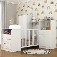 Quarto Infantil Com Berço-cômoda E Colchão Incluso Laura Multimóveis Branco - 6