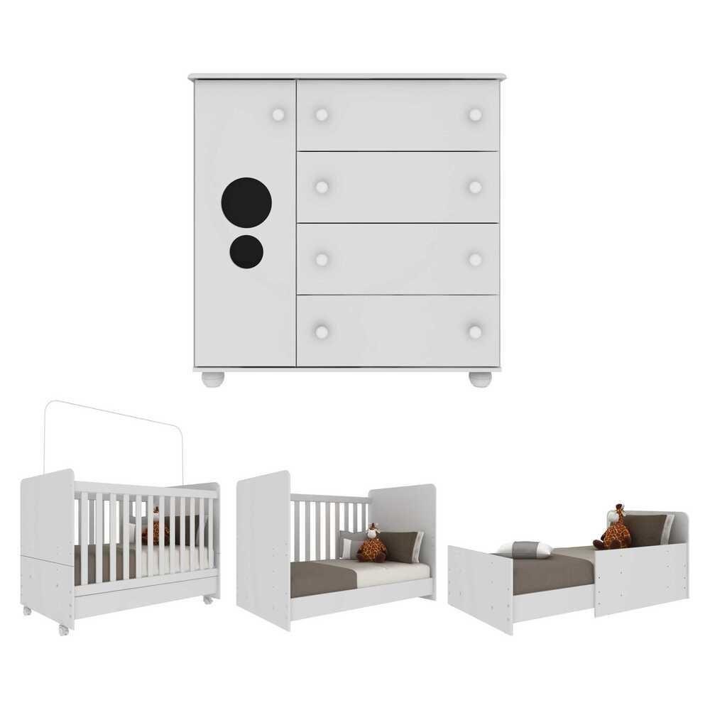 Quarto Infantil Com Berço E Cômoda Multimóveis Pimpolho Fg3569 Branco - 2