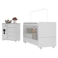 Quarto Infantil Com Berço E Cômoda Multimóveis Pimpolho Fg3569 Branco - 1