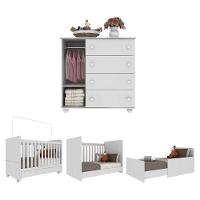 Quarto Infantil Com Berço E Cômoda Multimóveis Pimpolho Fg3569 Branco - 3