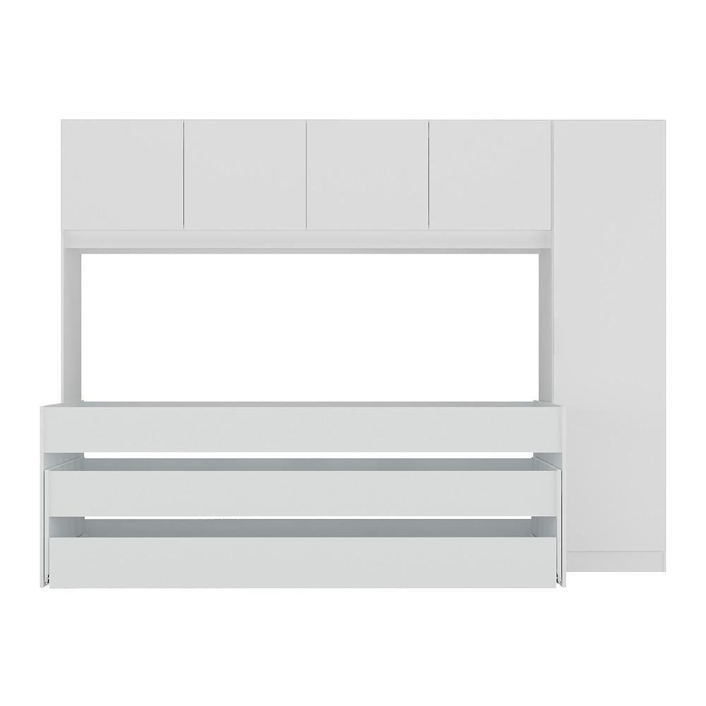 Tricama De Solteiro Com Colchão E Guarda-roupas Dublin Multimóveis Mp4038 Branca - 2