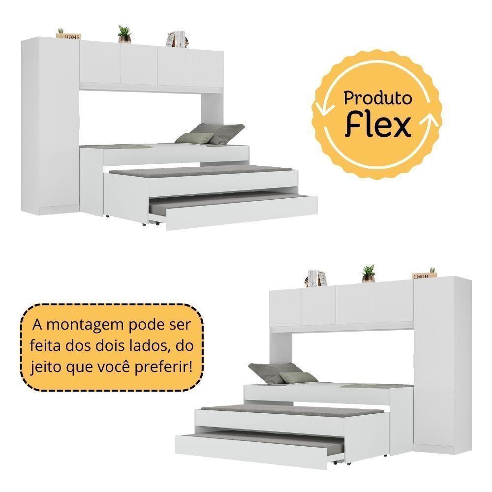 Tricama De Solteiro Com Colchão E Guarda-roupas Dublin Multimóveis Mp4038 Branca - 5