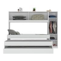 Tricama De Solteiro Com Colchão E Guarda-roupas Dublin Multimóveis Mp4038 Branca - 3