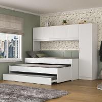 Tricama De Solteiro Com Colchão E Guarda-roupas Dublin Multimóveis Mp4038 Branca - 6