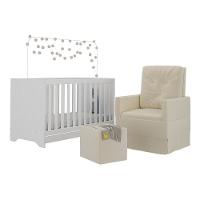 Berço 3x1 Com Poltrona De Amamentação E Puff Multimóveis Mp4076 Branco/bege Branco/bege - 1