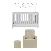 Berço 3x1 Com Poltrona De Amamentação E Puff Multimóveis Mp4076 Branco/bege Branco/bege - 2