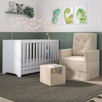 Berço 3x1 Com Poltrona De Amamentação E Puff Multimóveis Mp4076 Branco/bege Branco/bege - 5