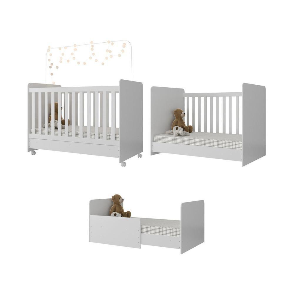 Berço Americano 3x1 Com Colchão Incluso Poltrona De Amamentação Multimóveis Mp4089 Branco/bege Branco/bege - 4