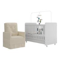 Berço Americano 3x1 Com Colchão Incluso Poltrona De Amamentação Multimóveis Mp4089 Branco/bege Branco/bege - 1