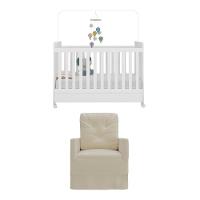 Berço Americano 3x1 Com Colchão Incluso Poltrona De Amamentação Multimóveis Mp4089 Branco/bege Branco/bege - 2