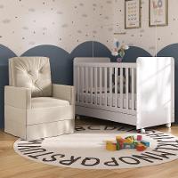 Berço Americano 3x1 Com Colchão Incluso Poltrona De Amamentação Multimóveis Mp4089 Branco/bege Branco/bege - 5