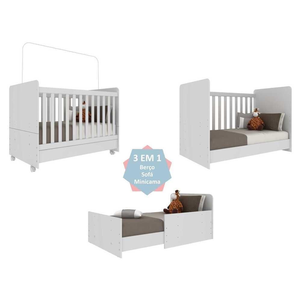 Berço Americano 3x1 Com Colchão Incluso E Rodízios Pimpolho Multimóveis Fg3568 Branco - 3