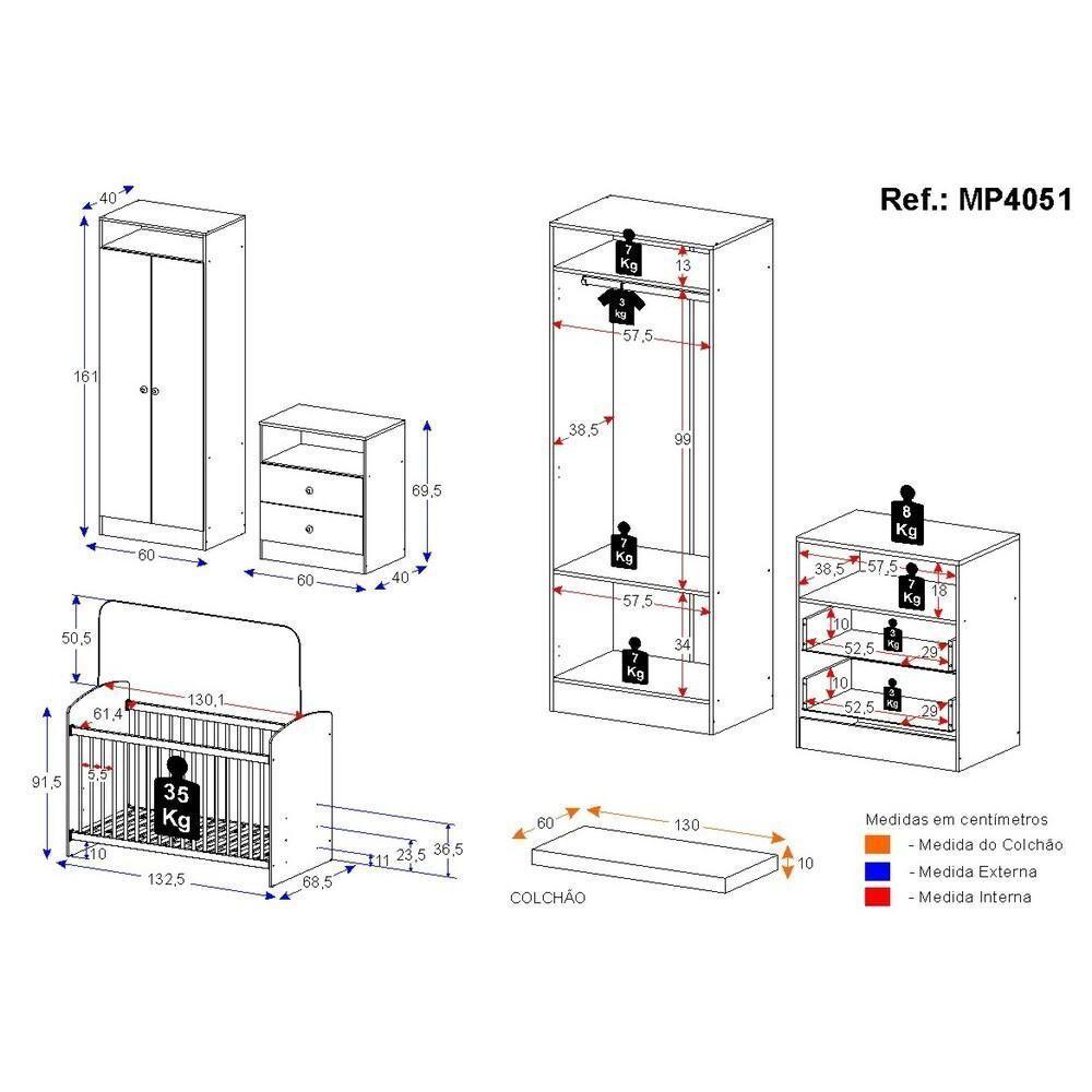 Quarto Infantil Completo Com Colchão Incluso Doçura Multimóveis Branco - 4