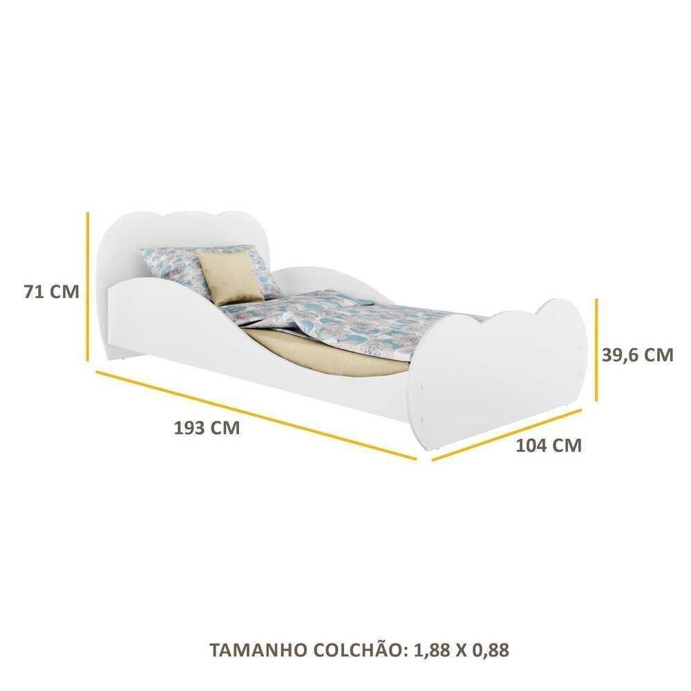 Cama Solteiro Com Colchão Incluso 88 X 188 Cm 100% Mdf Safira Multimóveis Fg2761 Branca - 3