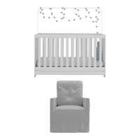 Berço 3x1 Com Poltrona De Amamentação Multimóveis Mp4064 Branco/cinza Branco/cinza - 2