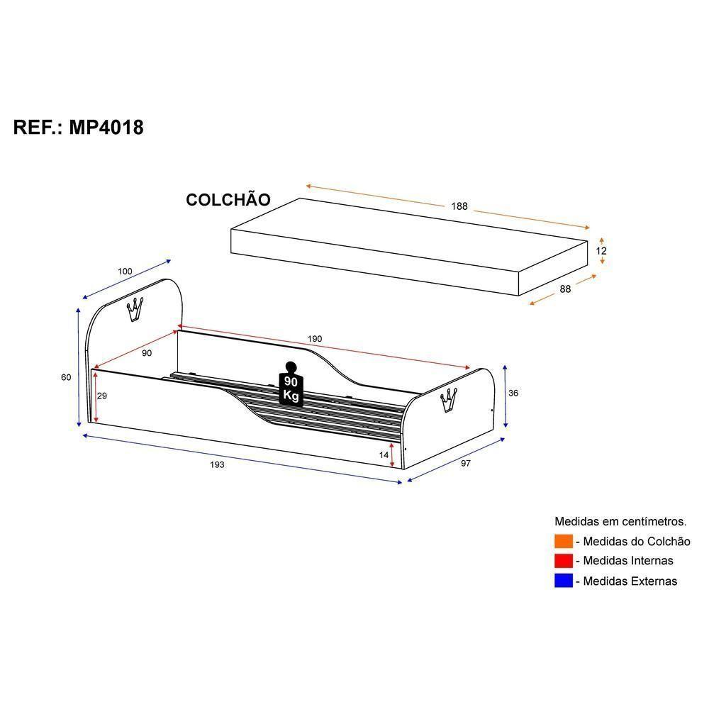Cama Solteiro Montessoriana Com Colchão Incluso Encantada Multimóveis Branca - 4