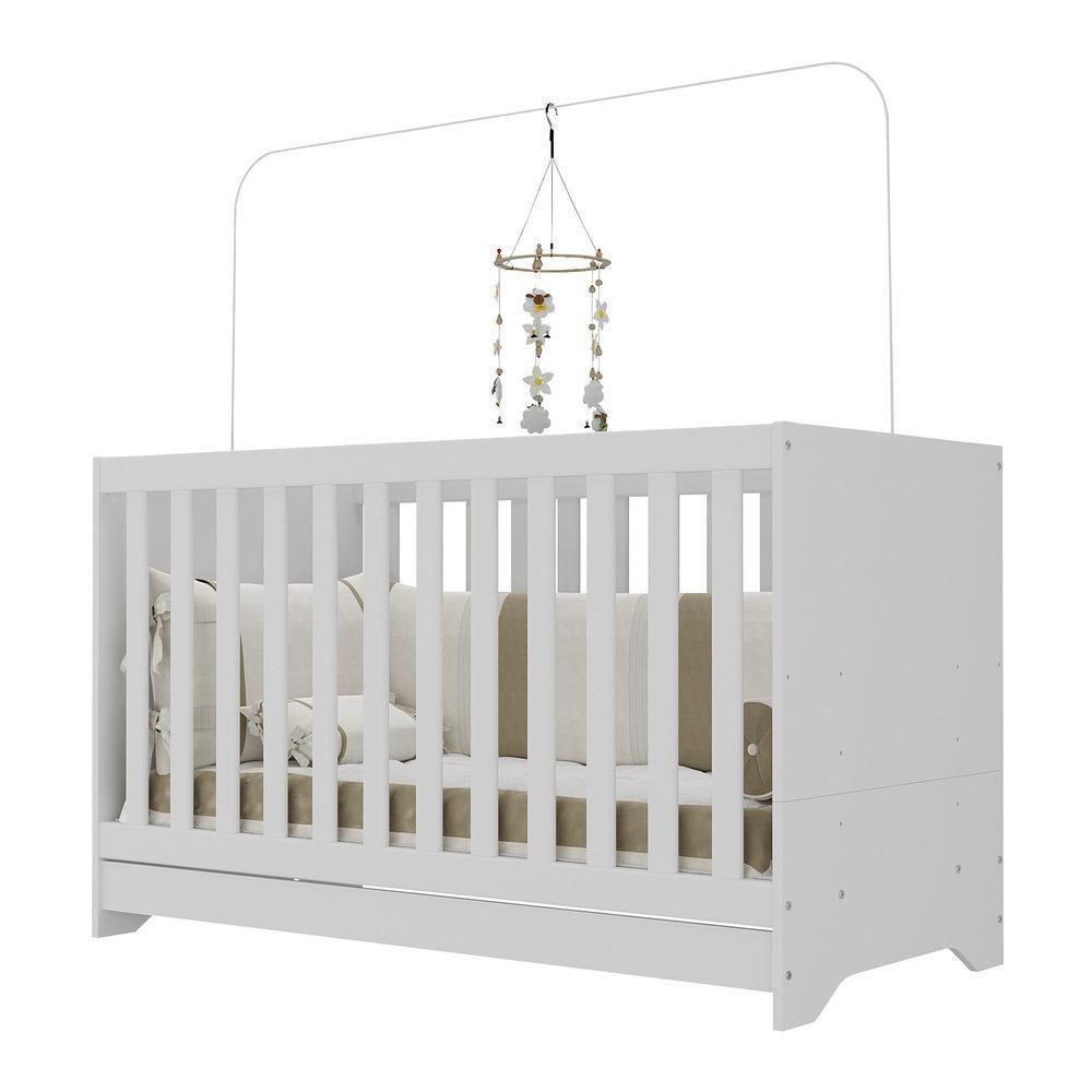 Berço 3 Em 1 Com Colchão Incluso Multimóveis Elza Fg2952 Branco - 1