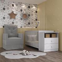 Berço Cômoda Com Poltrona De Amamentação Meu Bebê Multimóveis Mp4066 Branco/cinza Branco/cinza - 5