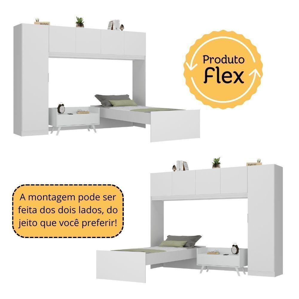 Cama De Solteiro Com Colchão/guarda Roupa/mesa De Cabeceira Retrô Dublin Multimóveis Mp4037 Branca - 5