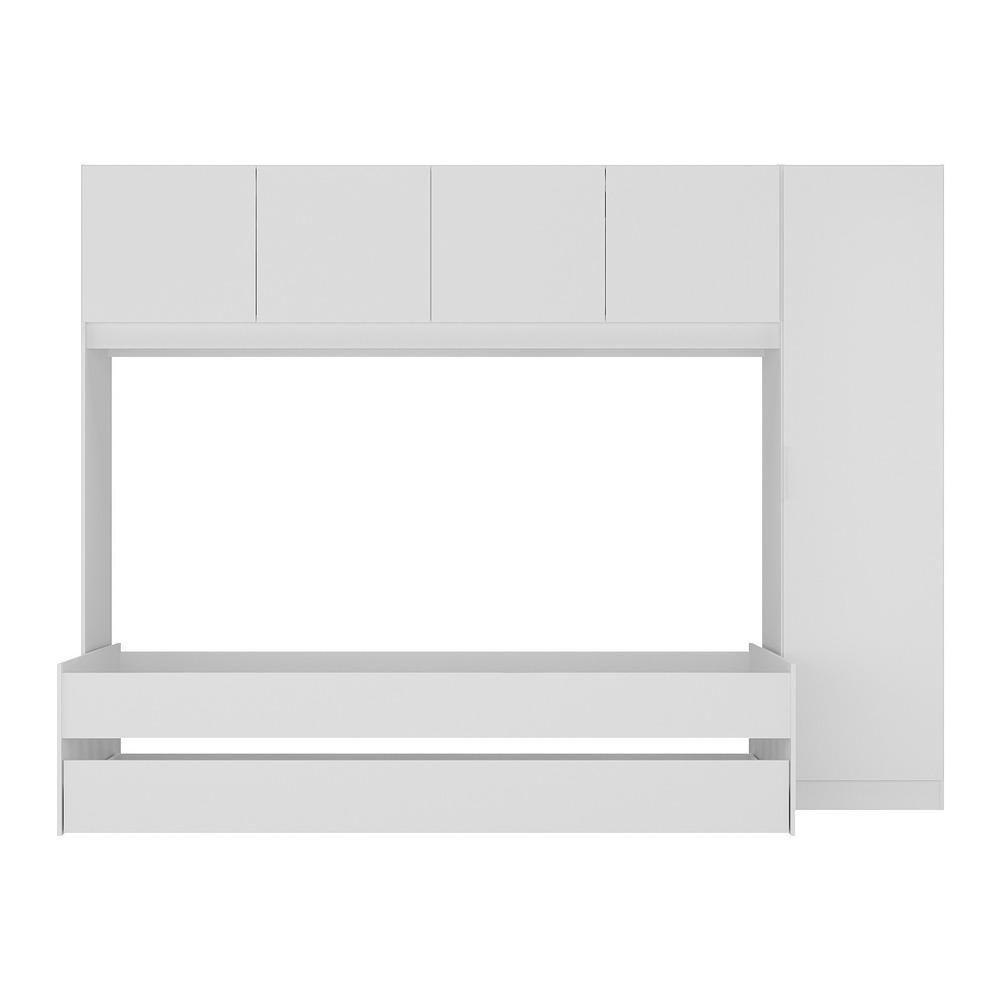 Bicama De Solteiro Com Colchão E Guarda Roupa Dublin Multimóveis Mp4036 Branca - 2